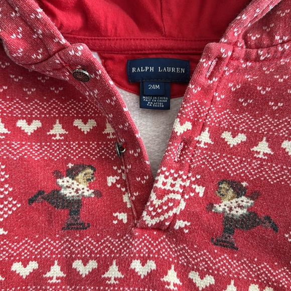 24 month Ralph Lauren long sleeve sweatshirt hoodie with ruffle / ice skate bear - Picture 5 of 6